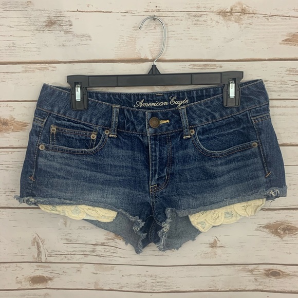 American Eagle Outfitters Pants - American Eagle Lace Pocket Raw Hem Shorts